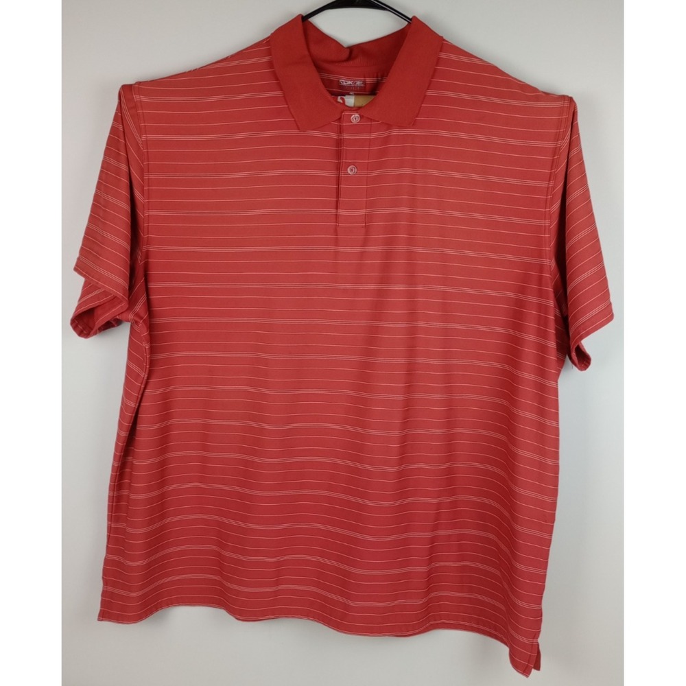 Reebok Golf Men's 4XL Orange Striped Short Sleeve Collar Polo Shirt